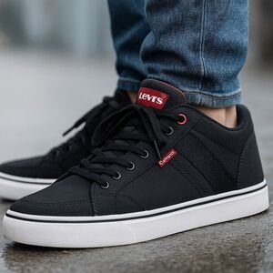 Levi’s Men’s Comfort Sneakers Black Red Lace Up Casual Skate Shoes Size 13